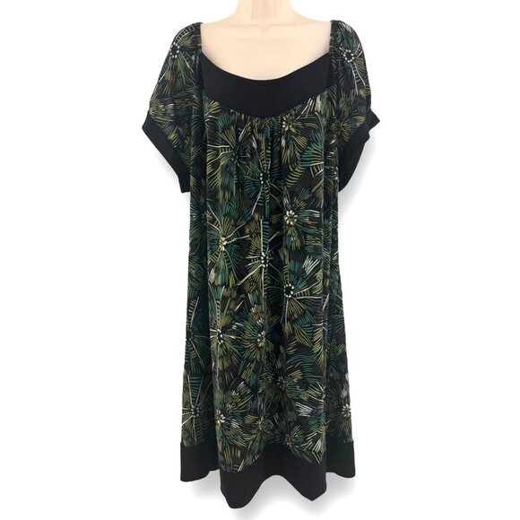 Size 22W 3X FALL FLORAL SCOOP NECK‎ SHIFT DRESS Boho Peasant Tunic Western PLUS - Picture 1 of 4